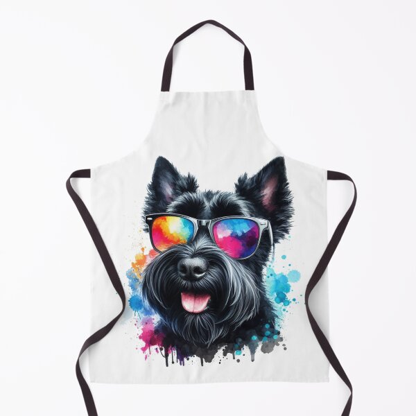 Item preview, Cool Black Scottish Terrier Scottie Dog in Shades Watercolor Portrait designed and sold by MaedK.