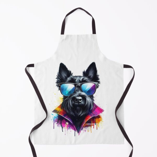 Item preview, Cool Black Scottish Terrier Scottie Dog in Shades and Shirt Watercolor Portrait designed and sold by MaedK.