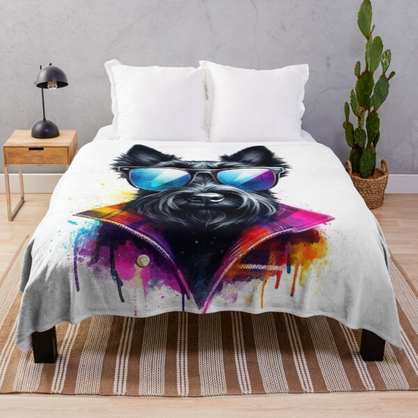 Item preview, Cool Black Scottish Terrier Scottie Dog in Shades and Shirt Watercolor Portrait designed and sold by MaedK.