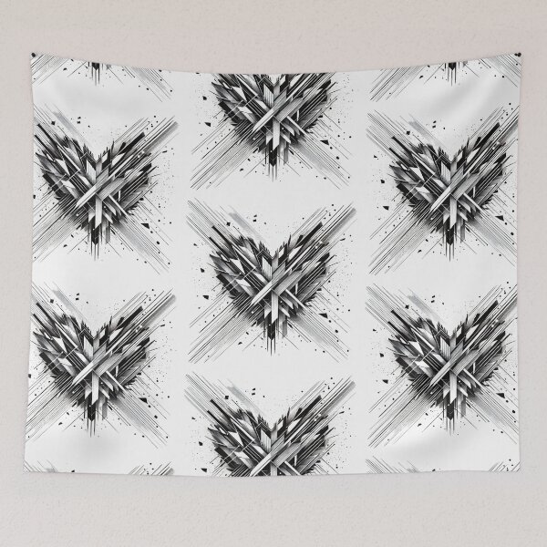 Item preview, Monochrome Exploding Heart - Abstract Art designed and sold by aggiesArt.