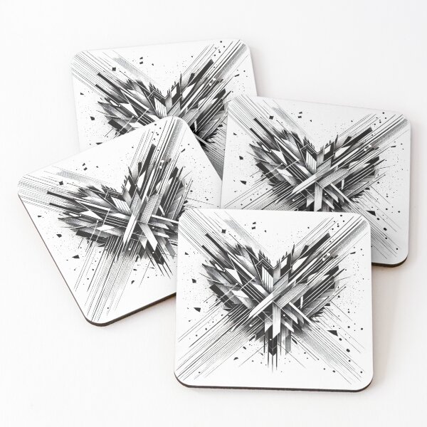 Item preview, Monochrome Exploding Heart - Abstract Art designed and sold by aggiesArt.