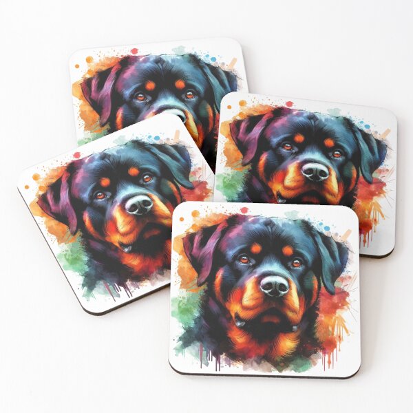 Item preview, Colorful Rottweiler Watercolor Portrait designed and sold by MaedK.