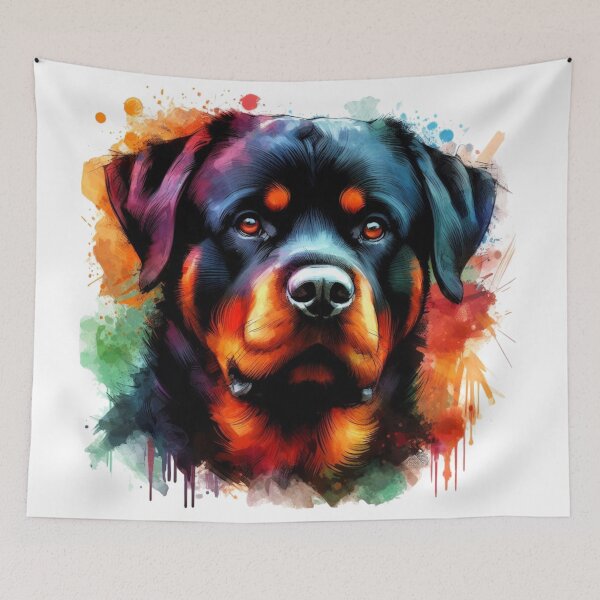 Item preview, Colorful Rottweiler Watercolor Portrait designed and sold by MaedK.