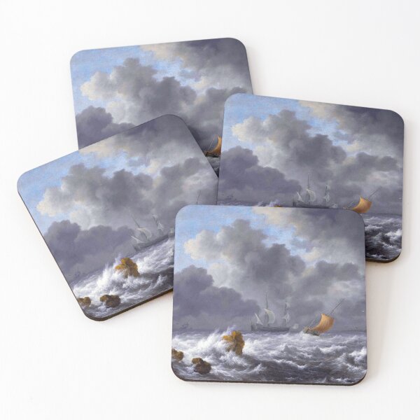 Item preview, Jacob van Ruisdael | Sailing vessels in a stormy sea near a rocky coast designed and sold by LaMadeleine.