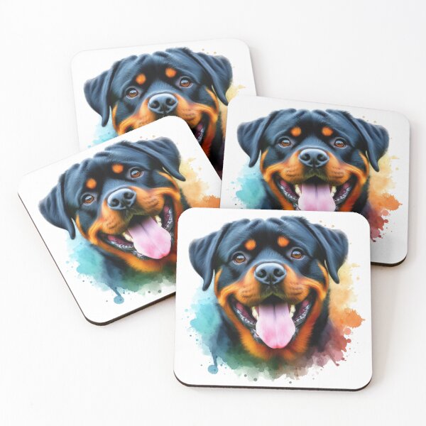 Item preview, Colorful Happy Rottweiler Watercolor Portrait designed and sold by MaedK.