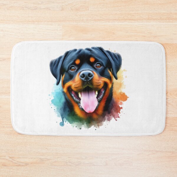 Item preview, Colorful Happy Rottweiler Watercolor Portrait designed and sold by MaedK.
