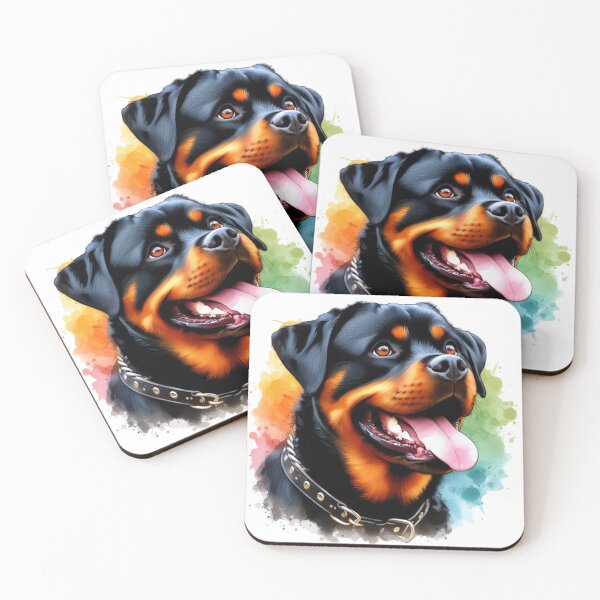 Item preview, Colorful Happy Rottweiler Watercolor Portrait designed and sold by MaedK.