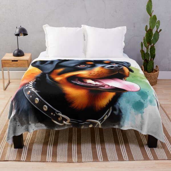 Item preview, Colorful Happy Rottweiler Watercolor Portrait designed and sold by MaedK.