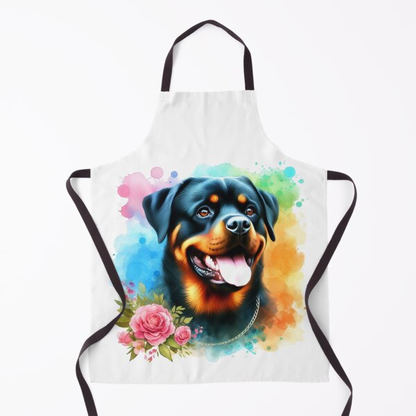 Item preview, Colorful Happy Rottweiler with Flower Watercolor Portrait designed and sold by MaedK.