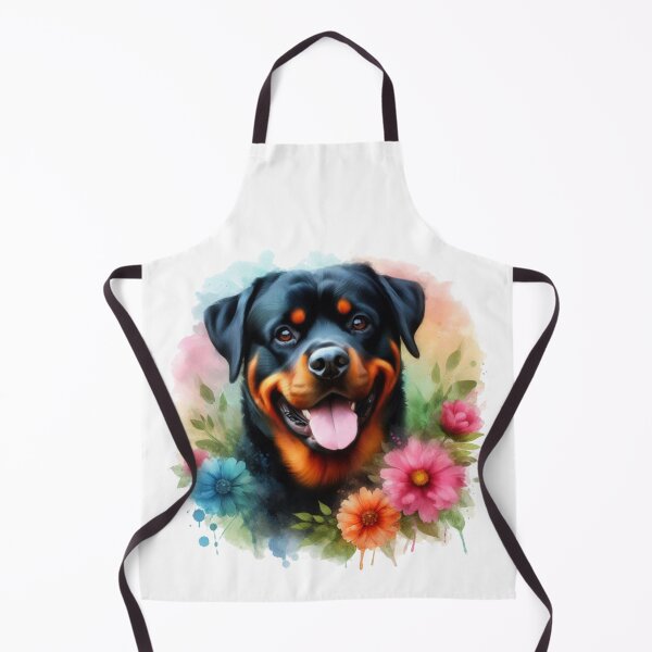 Item preview, Colorful Happy Rottweiler in Flowers Watercolor Portrait designed and sold by MaedK.