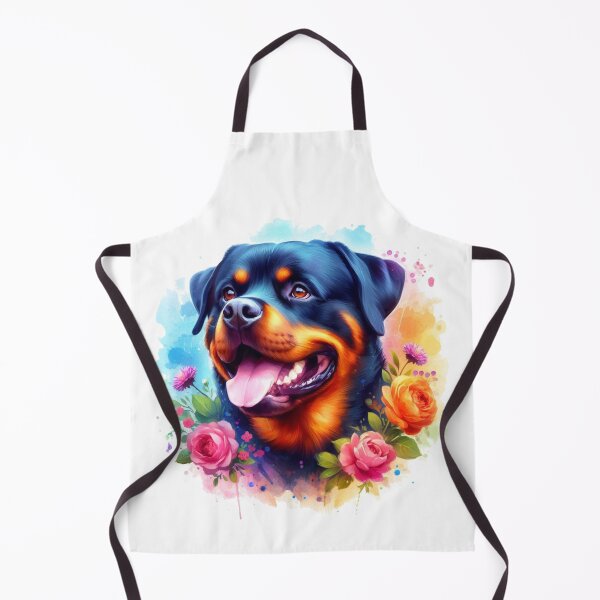 Item preview, Colorful Happy Rottweiler in Flowers Watercolor Portrait designed and sold by MaedK.