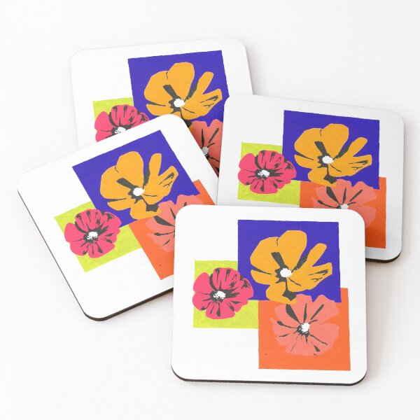 Item preview, drawing of screenprint style flowers designed and sold by shaboola.