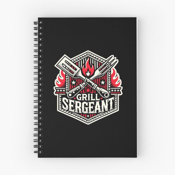 Item preview, GRILL SERGEANT - BBQ Flames - Military Badge with Stars and Stripes - Fork and Spatula designed and sold by Darling DeDe.