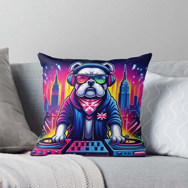 Artikelvorschau, „Neon Bulldog DJ im Big Apple“ entworfen und verkauft von Wiredart.