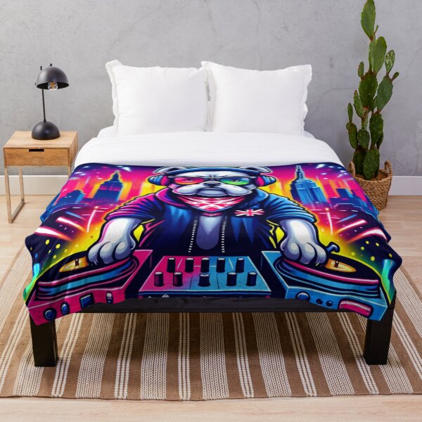 Artikelvorschau, „Neon Bulldog DJ im Big Apple“ entworfen und verkauft von Wiredart.