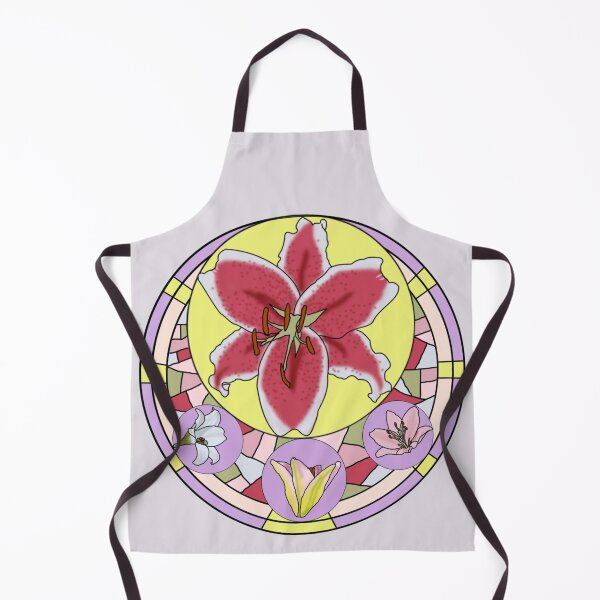 Item preview, Bright Pink and Yellow Lily flower stain glass ornament designed and sold by amgraphics.