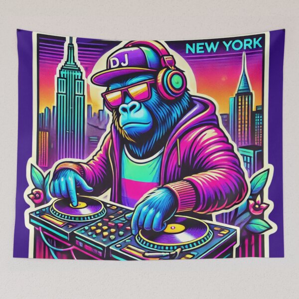 Item preview, "Neon Gorilla DJ in New York Groove" designed and sold by Wiredart.