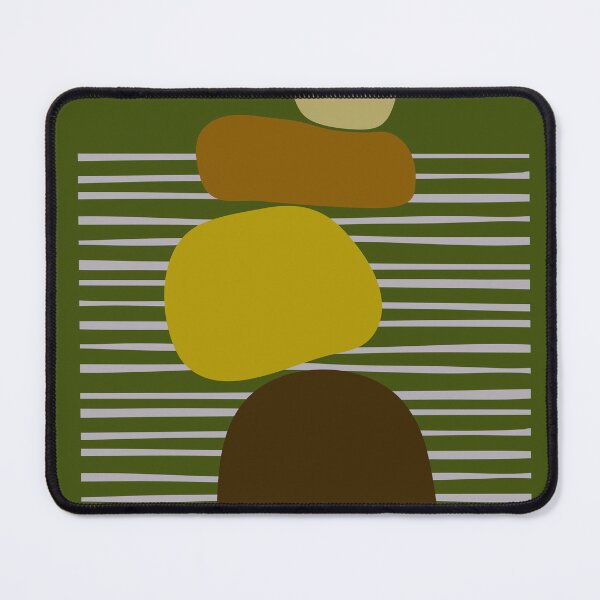Item preview, Midcentury Modern Bauhaus Abstract Stones No.4 Gold Olive Graphic Style designed and sold by MirabiliaMagpie.