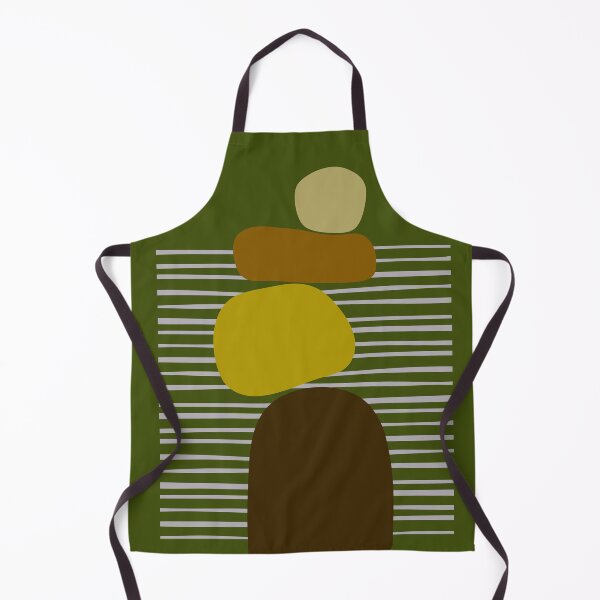 Item preview, Midcentury Modern Bauhaus Abstract Stones No.4 Gold Olive Graphic Style designed and sold by MirabiliaMagpie.