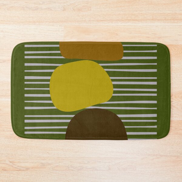 Item preview, Midcentury Modern Bauhaus Abstract Stones No.4 Gold Olive Graphic Style designed and sold by MirabiliaMagpie.