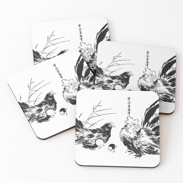 Item preview, Japanese chickens, Ink Animal Illustration by Toyeki designed and sold by Revulet.