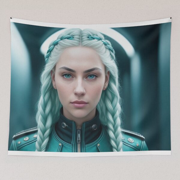 Item preview, Pretty Girl With Blue Hair Braids designed and sold by highplacidity.