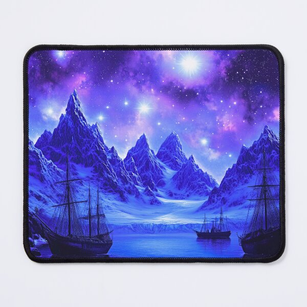 Item preview, Ships in Icy Water Under a Purple Sky designed and sold by ACastilloArt.