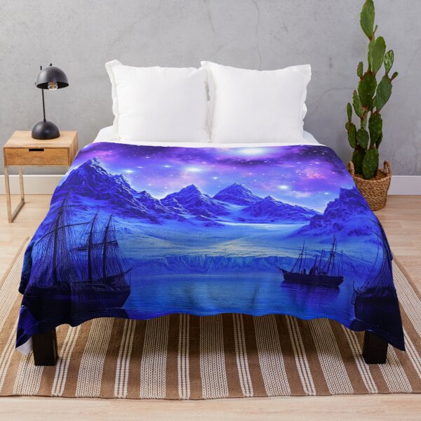 Item preview, Ships in Icy Water Under a Purple Sky designed and sold by ACastilloArt.