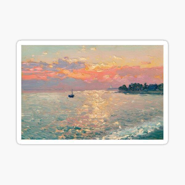 Aperçu de l'œuvre Coucher de soleil serein sur un paysage marin français tranquille créée et vendue par Carraann .