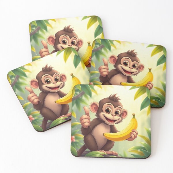 Item preview, Cute Monkey Holding Banana with Thumbs Up Vector Illustration designed and sold by hjian8219.