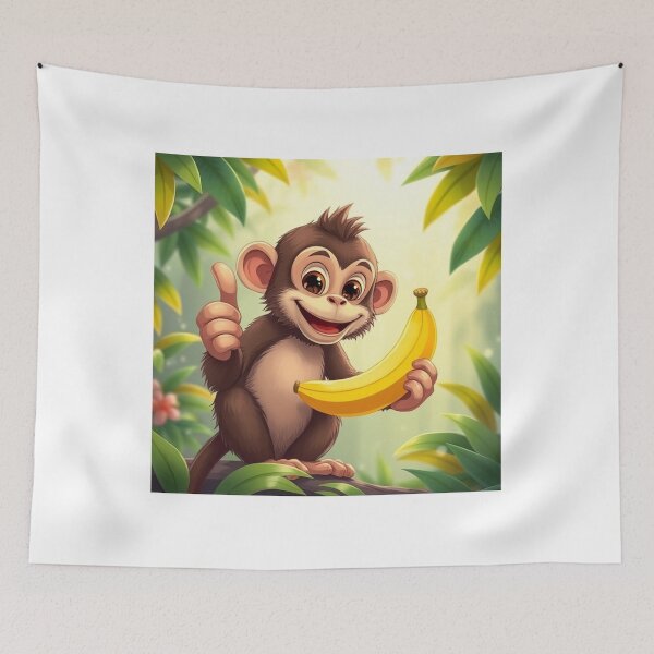 Item preview, Cute Monkey Holding Banana with Thumbs Up Vector Illustration designed and sold by hjian8219.