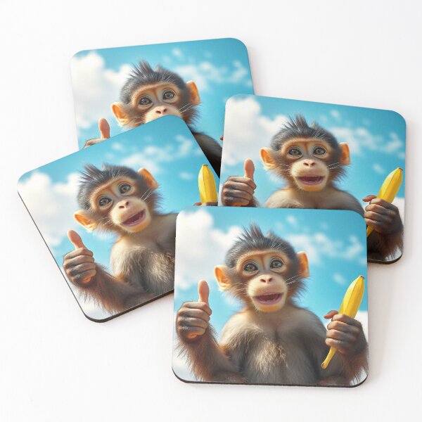 Item preview, Cute Monkey Holding Banana with Thumbs Up Vector Illustration designed and sold by hjian8219.