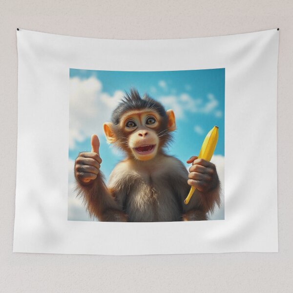 Item preview, Cute Monkey Holding Banana with Thumbs Up Vector Illustration designed and sold by hjian8219.