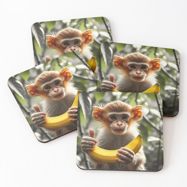 Item preview, Cute Monkey Holding Banana with Thumbs Up Vector Illustration designed and sold by hjian8219.