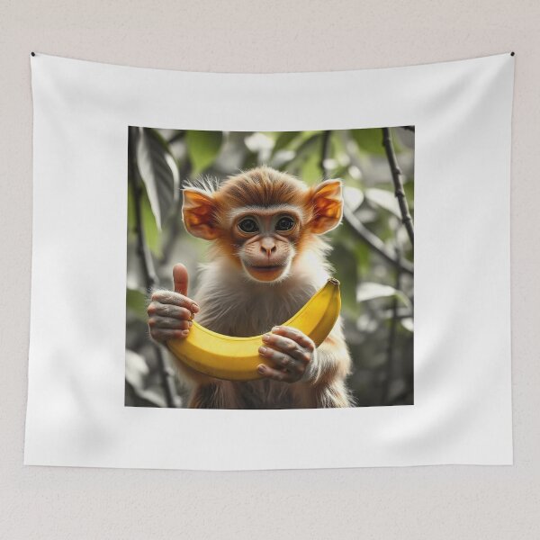 Item preview, Cute Monkey Holding Banana with Thumbs Up Vector Illustration designed and sold by hjian8219.