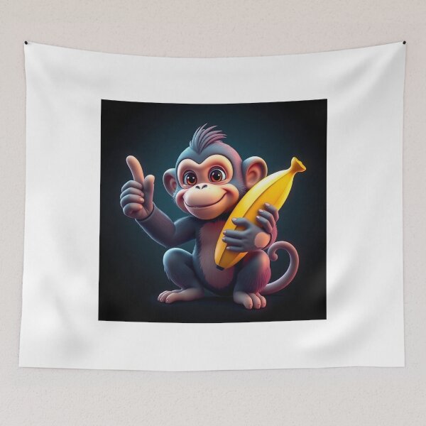 Item preview, Cute Monkey Holding Banana with Thumbs Up Vector Illustration designed and sold by hjian8219.