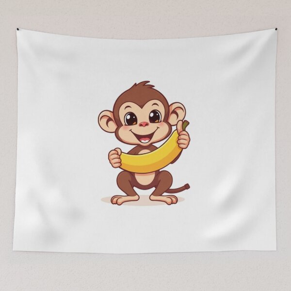 Item preview, Cute Monkey Holding Banana with Thumbs Up Vector Illustration designed and sold by hjian8219.
