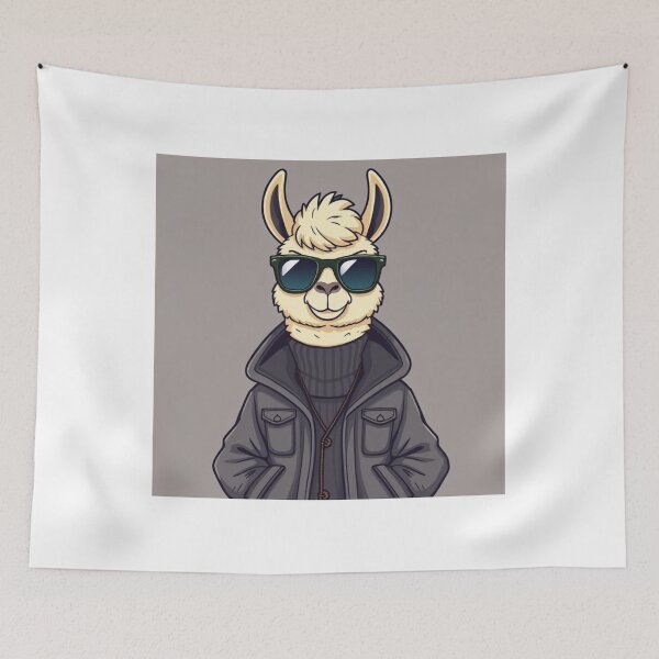 Item preview, Cute Llama Wearing Jacket and Glasses Vector Illustration designed and sold by hjian8219.