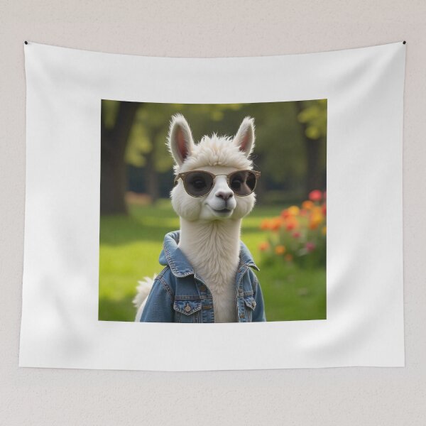 Item preview, Cute Llama Wearing Jacket and Glasses Vector Illustration designed and sold by hjian8219.