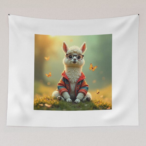 Item preview, Cute Llama Wearing Jacket and Glasses Vector Illustration designed and sold by hjian8219.