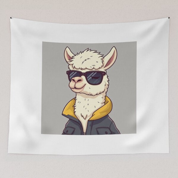 Item preview, Cute Llama Wearing Jacket and Glasses Vector Illustration designed and sold by hjian8219.