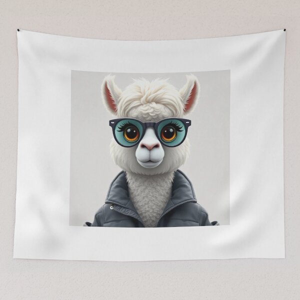 Item preview, Cute Llama Wearing Jacket and Glasses Vector Illustration designed and sold by hjian8219.