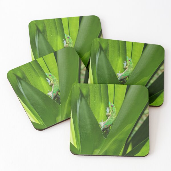 Item preview, Hawaiian gold dust day gecko on palm leaf artwork designed and sold by Hawaii Wildlife & Landscape Prints.