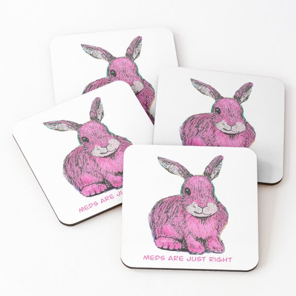 Item preview, "Meds are Just Right" Cute Pink Retro Bunny designed and sold by Sunny Apocalypse .
