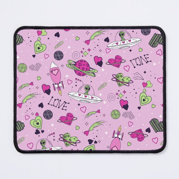Item preview, valentines alien love ufo spaceship pink designed and sold by Gossip Rag.