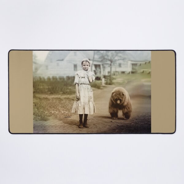 Item preview, Vintage Whimsy -  1900's Girl and Her Pet Bear in a Rustic Village - dePace' designed and sold by mrpropcake.