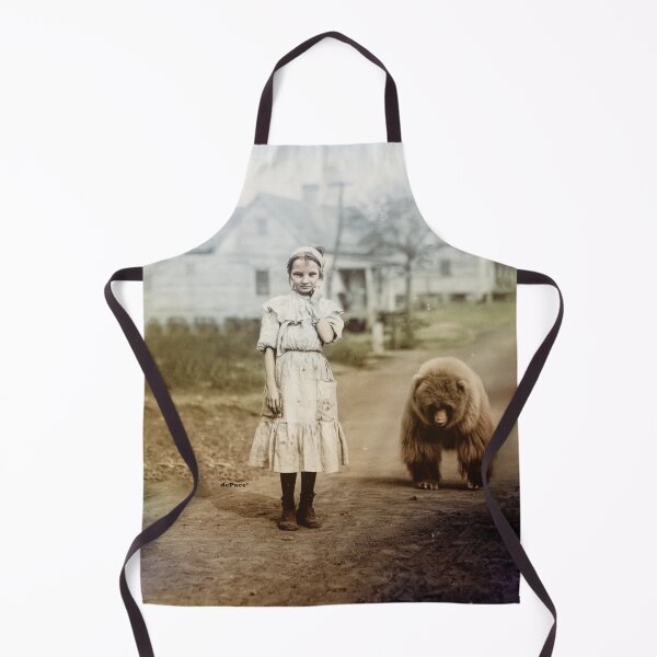 Item preview, Vintage Whimsy -  1900's Girl and Her Pet Bear in a Rustic Village - dePace' designed and sold by mrpropcake.
