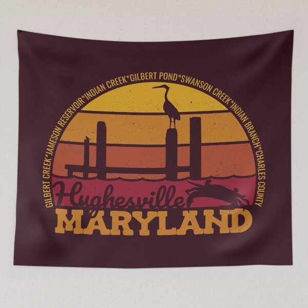 Item preview, Hughesville Maryland Sunset Retro Local Pride Logo designed and sold by CRHPOD20.