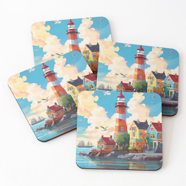 Item preview, Vibrant Haven: a Seaside Village Bursting with Colour designed and sold by KilianSzmid.
