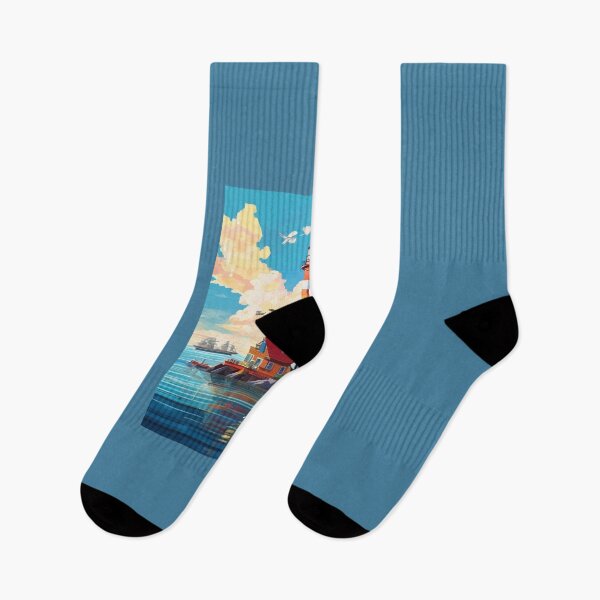 Item preview, Vibrant Haven: a Seaside Village Bursting with Colour designed and sold by KilianSzmid.